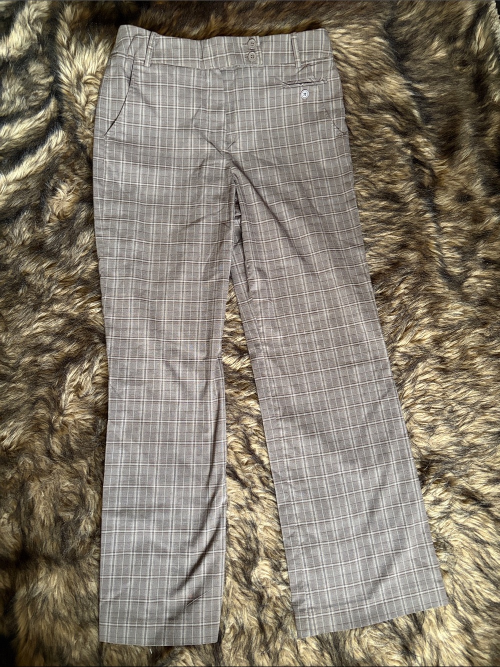 Vintage Scott Taylor Brown Plaid Dress Pants Wide leg Size 6